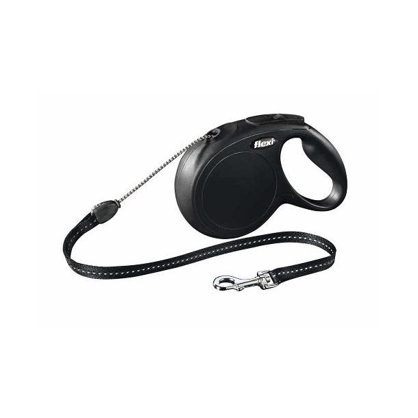 Flexi New Classic M, sort 8 m snor 