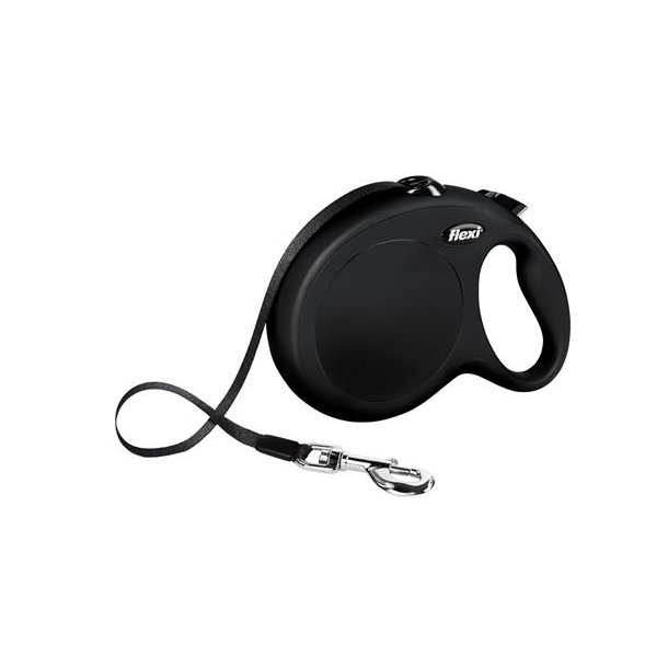 Flexi New Classic L, sort 8 meter b�nd